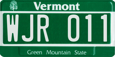 VT license plate WJR011