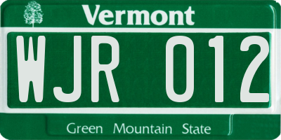 VT license plate WJR012