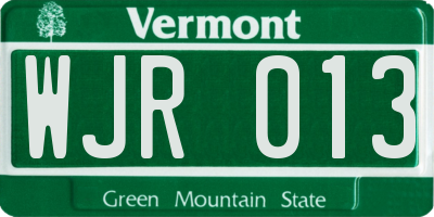 VT license plate WJR013