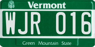 VT license plate WJR016