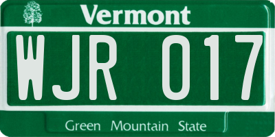 VT license plate WJR017