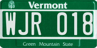 VT license plate WJR018