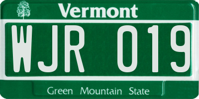 VT license plate WJR019