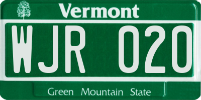 VT license plate WJR020