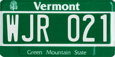 VT license plate WJR021