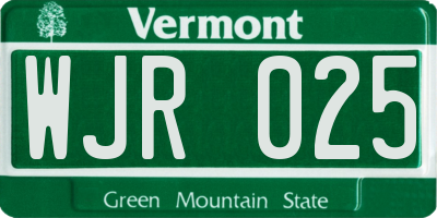 VT license plate WJR025