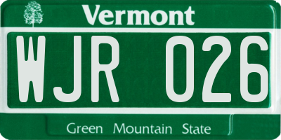 VT license plate WJR026