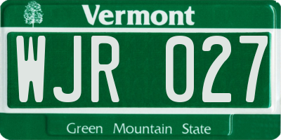 VT license plate WJR027