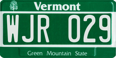 VT license plate WJR029