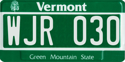 VT license plate WJR030
