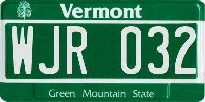 VT license plate WJR032