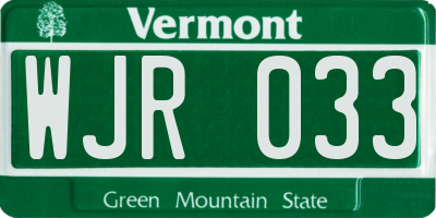 VT license plate WJR033