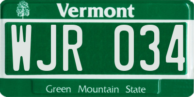 VT license plate WJR034