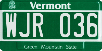 VT license plate WJR036
