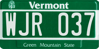 VT license plate WJR037