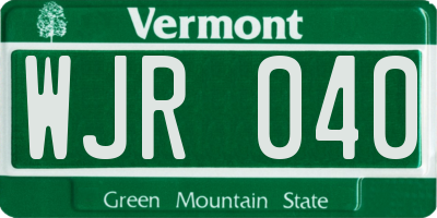 VT license plate WJR040
