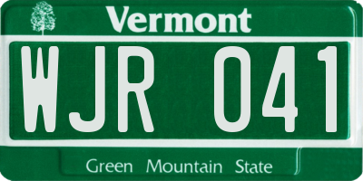 VT license plate WJR041