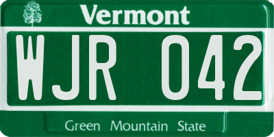 VT license plate WJR042