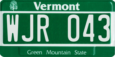 VT license plate WJR043