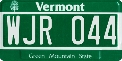 VT license plate WJR044