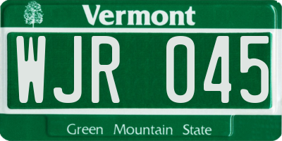 VT license plate WJR045