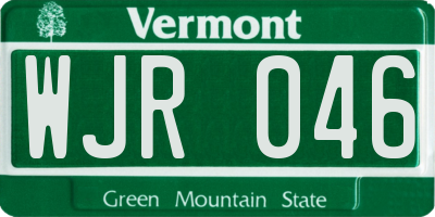 VT license plate WJR046