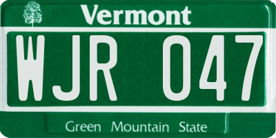VT license plate WJR047