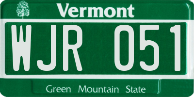 VT license plate WJR051