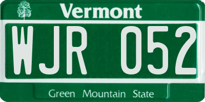 VT license plate WJR052