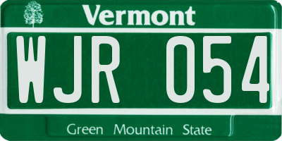 VT license plate WJR054