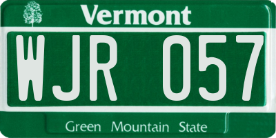 VT license plate WJR057