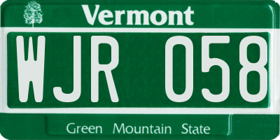 VT license plate WJR058
