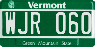 VT license plate WJR060