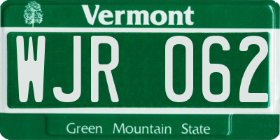 VT license plate WJR062