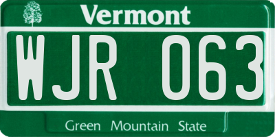 VT license plate WJR063