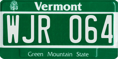 VT license plate WJR064
