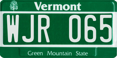 VT license plate WJR065