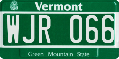 VT license plate WJR066