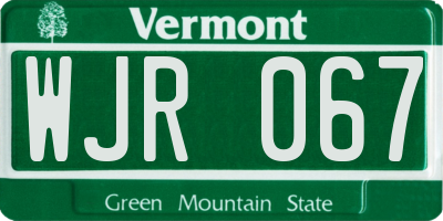 VT license plate WJR067