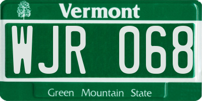 VT license plate WJR068