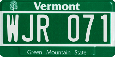 VT license plate WJR071