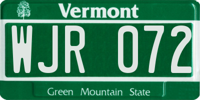 VT license plate WJR072