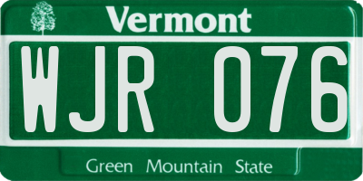 VT license plate WJR076