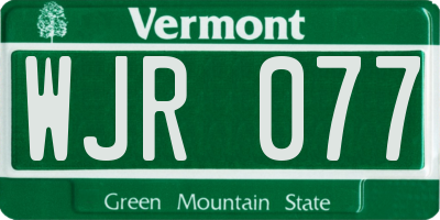 VT license plate WJR077