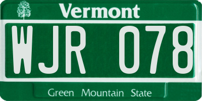 VT license plate WJR078
