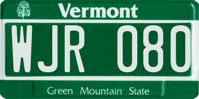 VT license plate WJR080