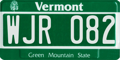 VT license plate WJR082