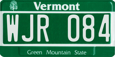 VT license plate WJR084