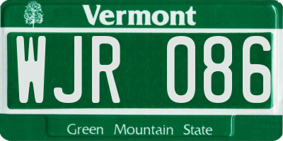 VT license plate WJR086