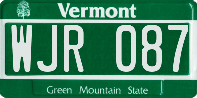 VT license plate WJR087